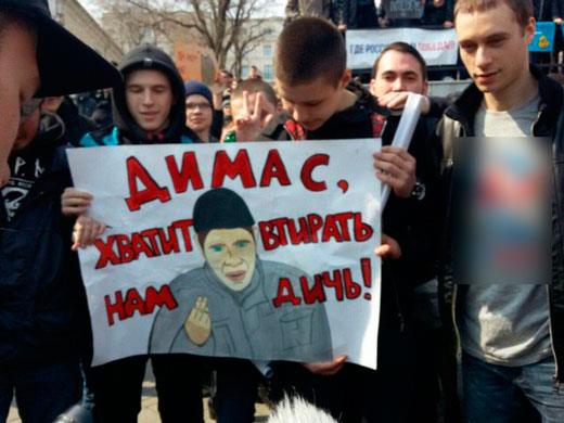 Плакат со Ступиным на митинге Навального